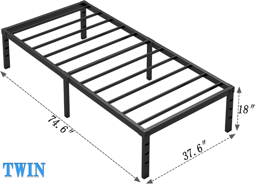 NEW JETO Metal Bed Frame,Twin Size Bed Frame with Storage Space,18 Inch
