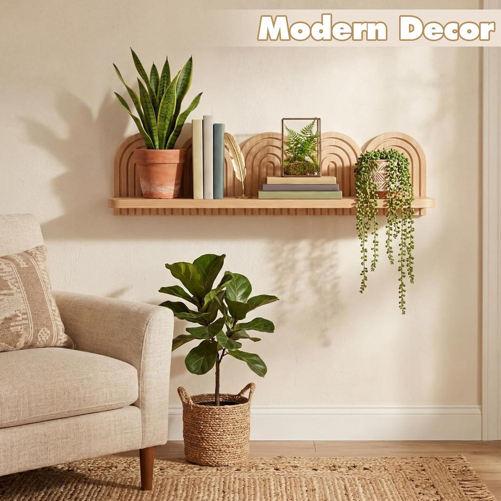 Briwooody Mid Century Floating Shelves Boho Wall Art Modern Rainbow Arch