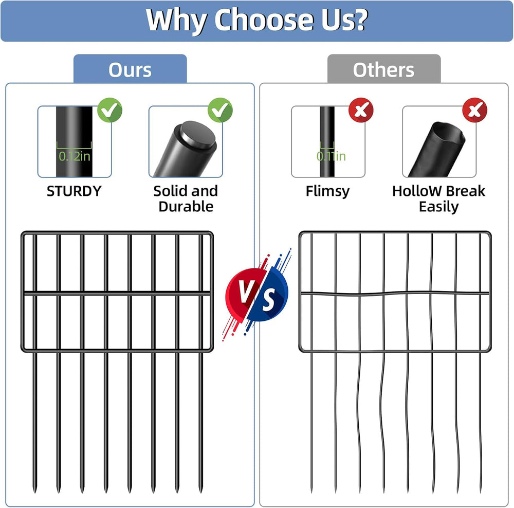 25 Pack Garden Animal Barrier Fence, 17in(H) x27ft(L) No Dig Decorative Fence...