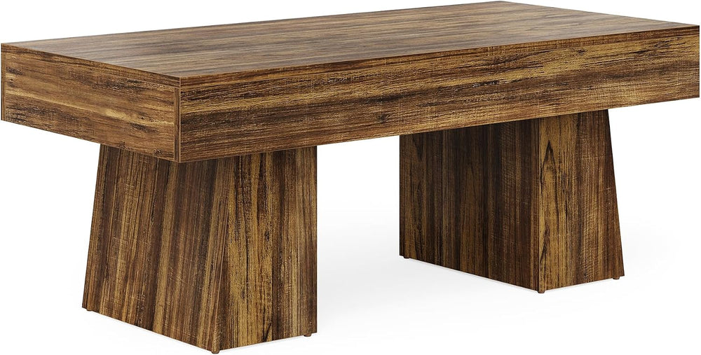 LITTLE TREE Farmhouse Coffee Table, 47 Inches Living Room Table, Rectangular ...