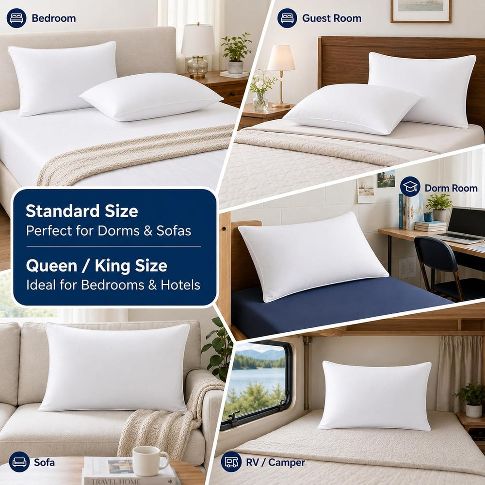 CozyLux Bed Pillows King Size Set of 4, 19" x 34", Medium Support