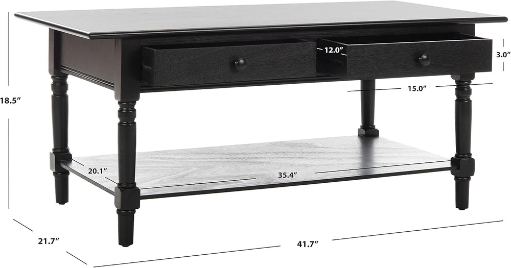 SAFAVIEH Boris Wood Coffee Table, 41.7" Distressed Black AMH5706B