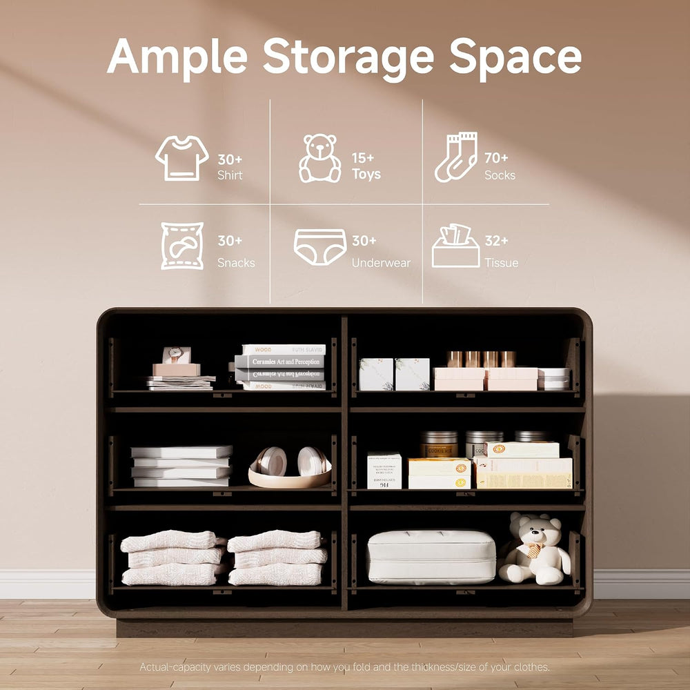 3 Pieces Bedroom Set, 47.2” Wide 6-Drawer Dresser & 3-Drawer Nightstands ...
