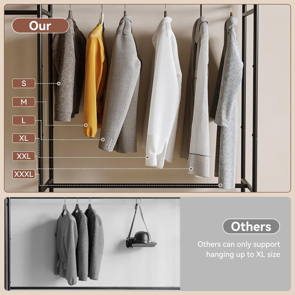 Tall Size Clothing Rack with Shelves, Portable Closet Storage Organizer
