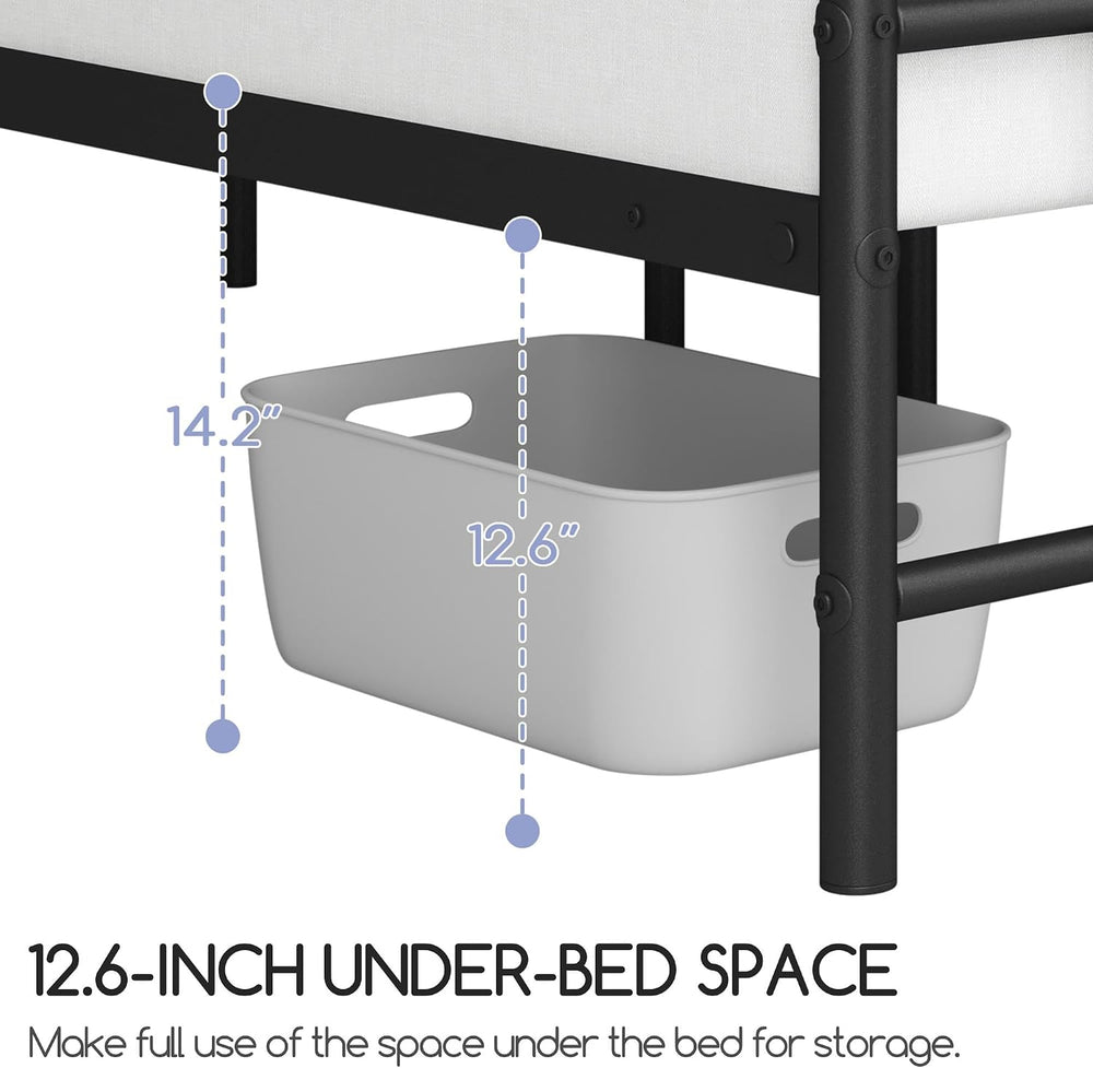 Yaheetech Queen Metal Platform Bed Frame, Victorian Headboard & Footboard