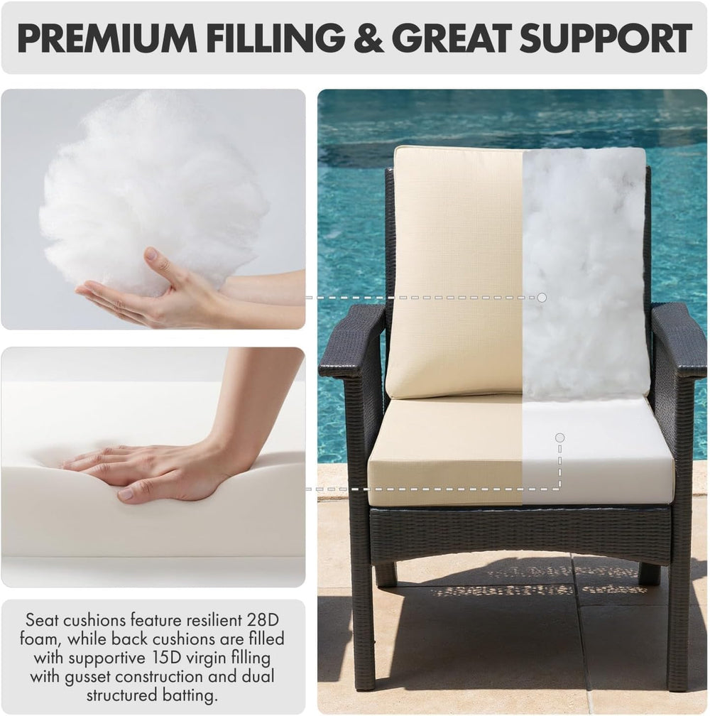 MIULEE Beige Outdoor Dining Cushion 20x20 Inch Waterproof with Ties