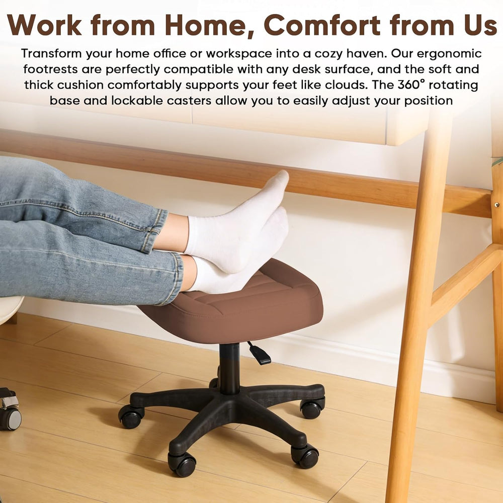 Ergonomic Adjustable Under Desk Footrest,Ottoman with Wheels