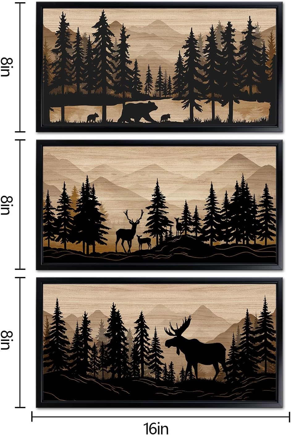 WELMECO Rustic Cabin Decor Bear Moose Deer Wall Art Cabin Bathroom Decor