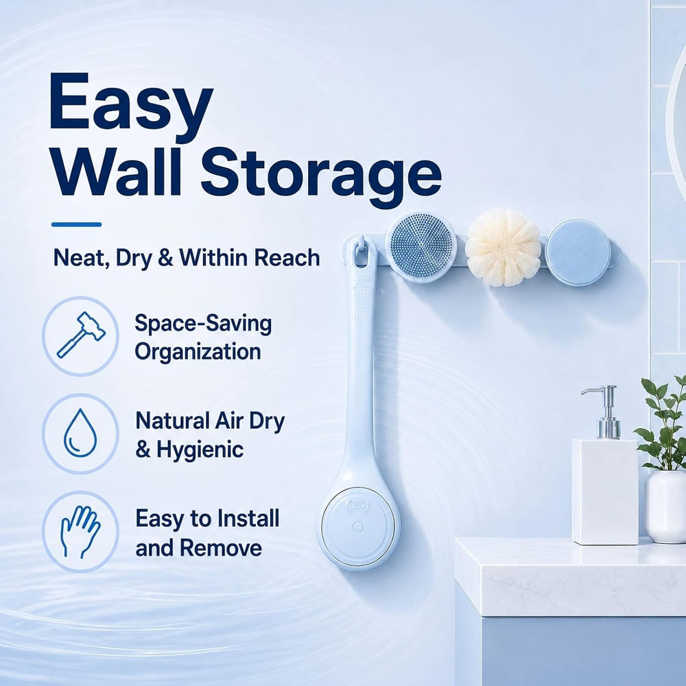 Electric Body Brush Back Scrubber for Shower, Waterproof Long Dual Handle Pow...