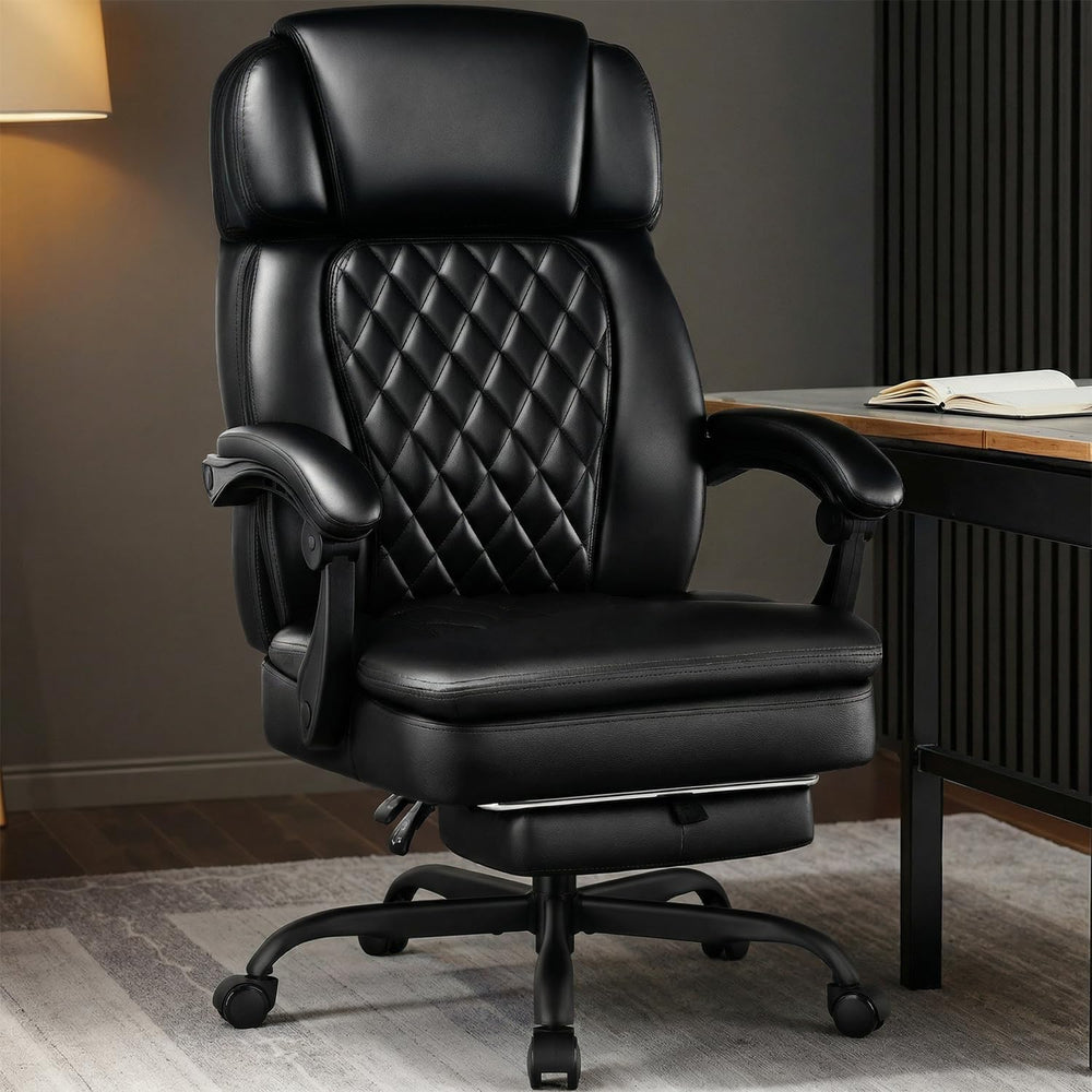 400lbs Executive Office Chair with Foot Rest for Heavy People, Ergonomic Big ...
