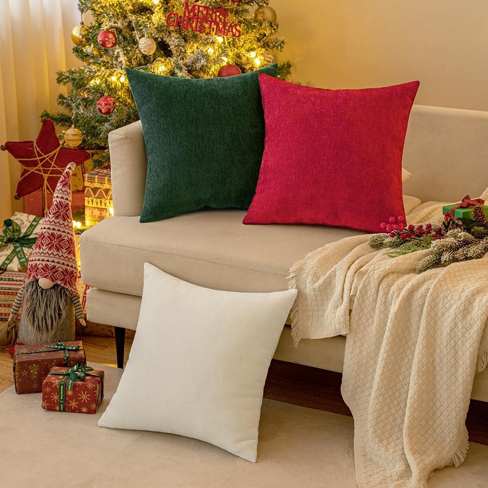 MIULEE Pack of 2 Red Decorative Christmas Pillow Covers 22x22 Inch