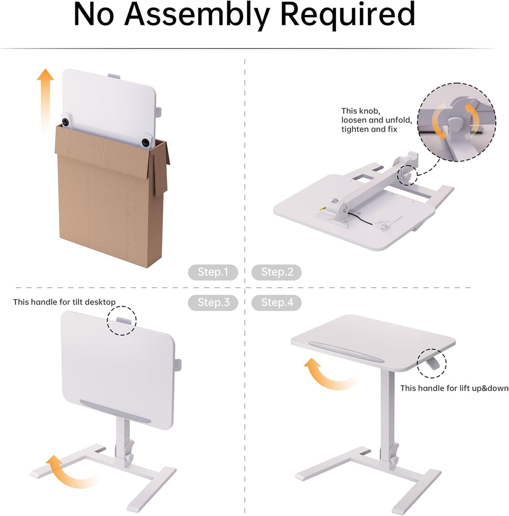 alawooder 25" Mobile Folding Desk: Pneumatic Sit-Stand, No Assembly
