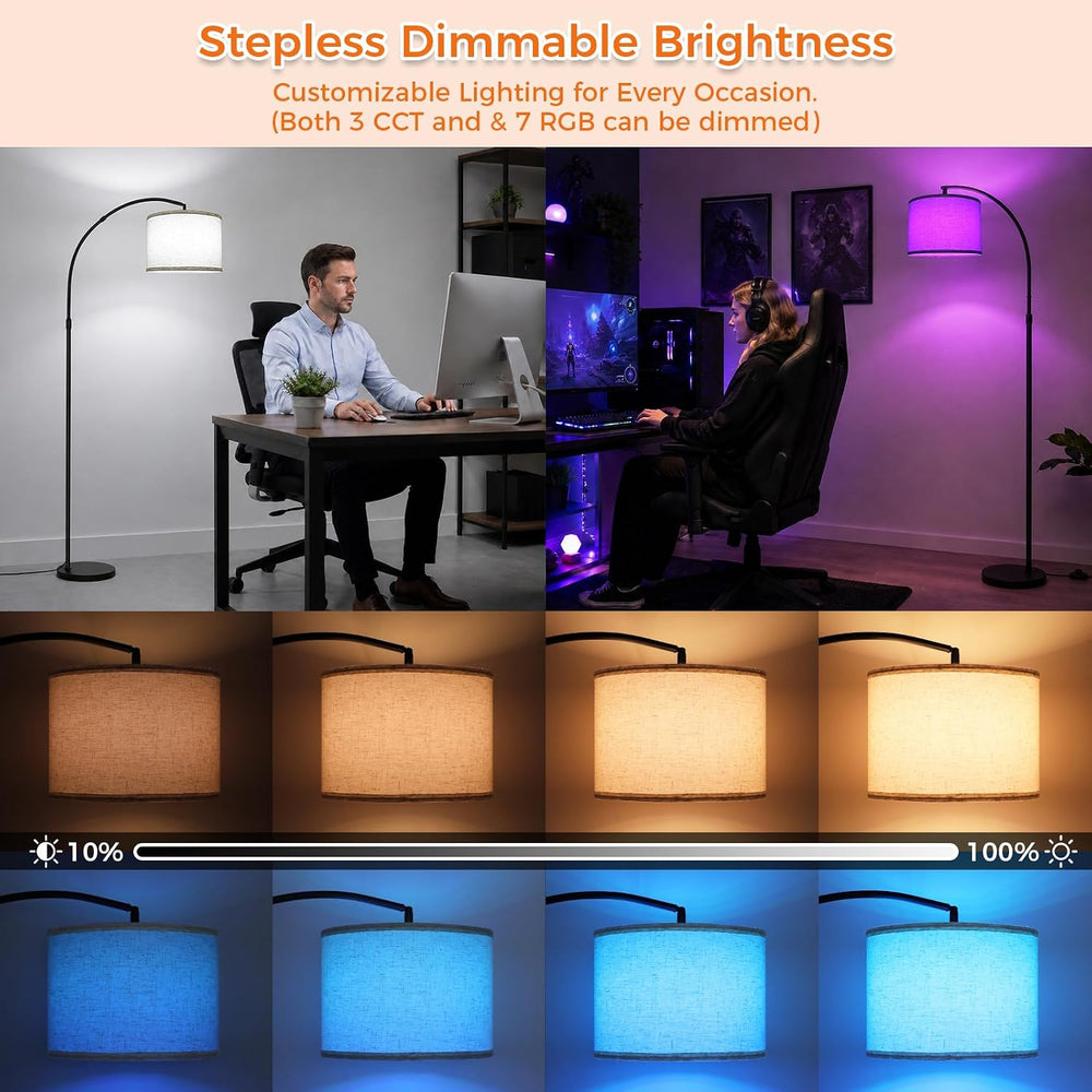 Unicozin Arc Floor Lamp, 2000LM 18W Bright LED Dimmable Tall Standing Lamp