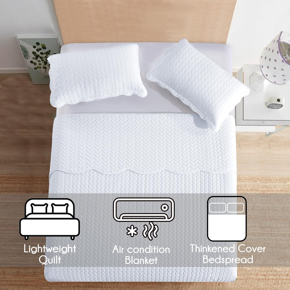 IR Imperial Rooms King Quilt White Leaf 8 Pack for Hotel Guest Bedroom