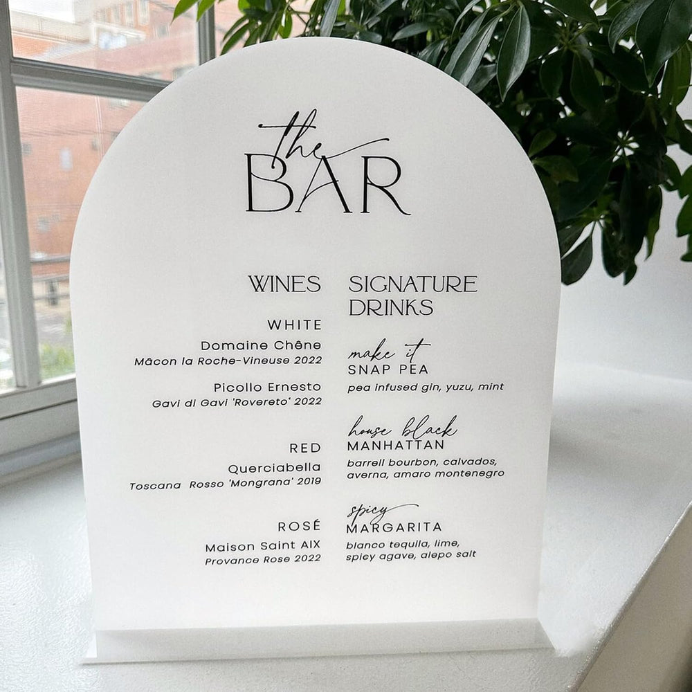8x10 Inch Blank White Arch Acrylic Sign with Stand 1/8 inch Thick