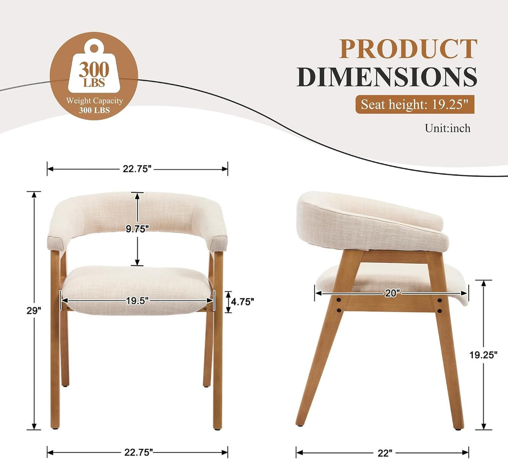 CIMOTA Modern Barrel Dining Chairs with Arms Set of 4, Upholstered Fabric Kit...