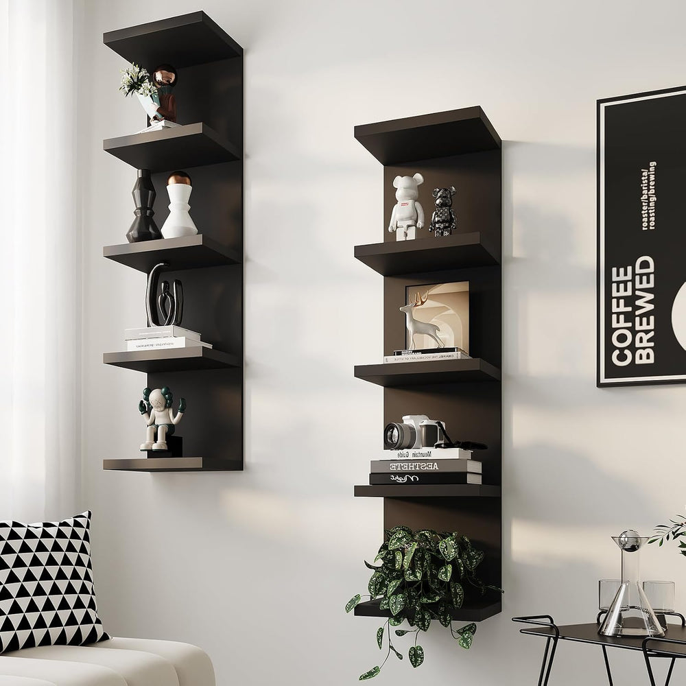 LitaEther 5 Tier Lack Floating Shelf, Black Wall Shelf Unit,Display Shelf