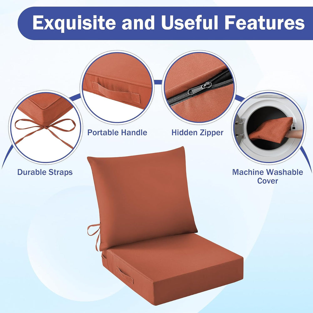 Outdoor Chair Cushions, 24 x 24 Inch Outdoor Cushion for Patio Furniture, Pat...