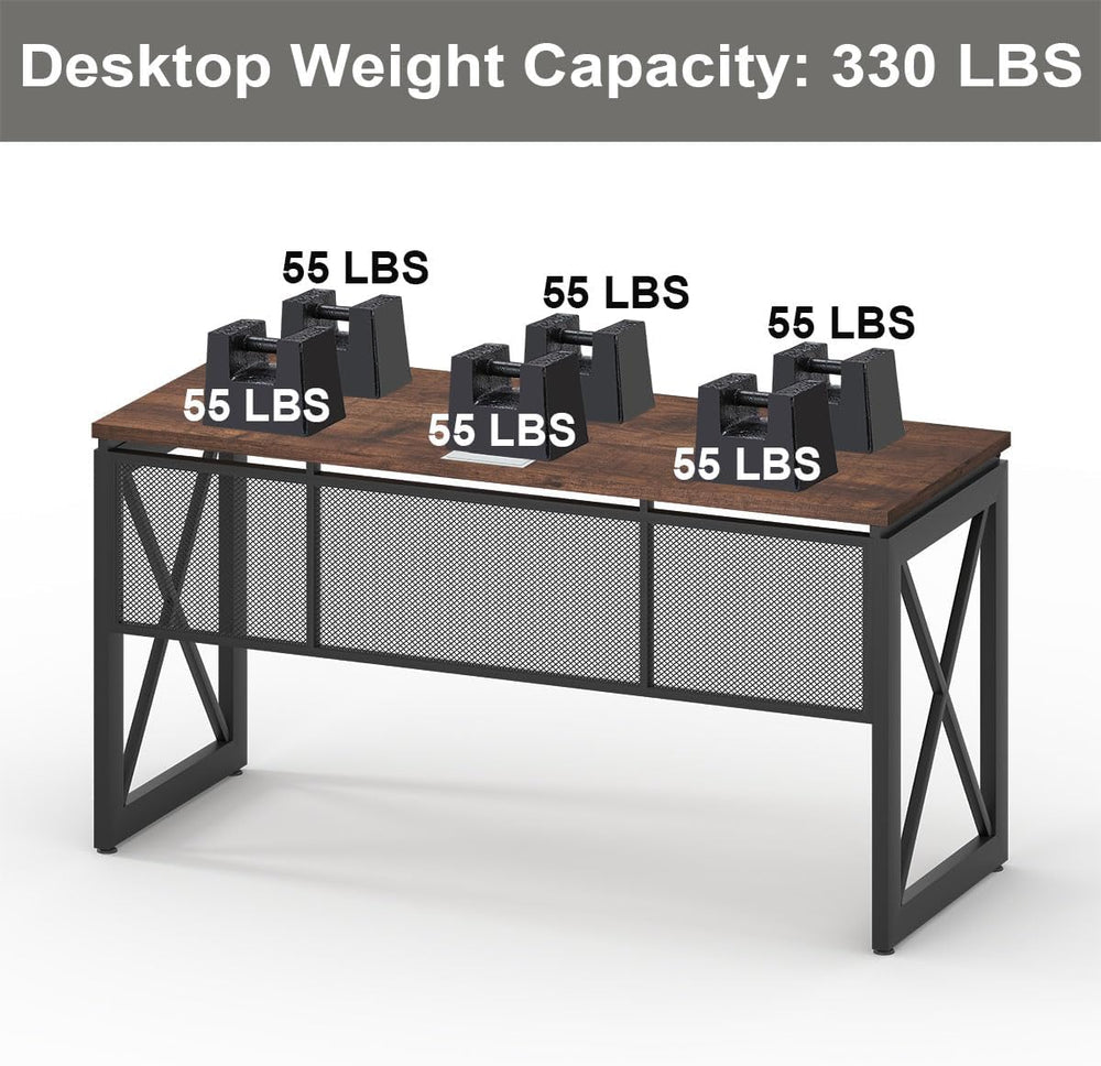 BON AUGURE 60 Inch Computer Desk for Home Office, Industrial Metal Wood Desks...