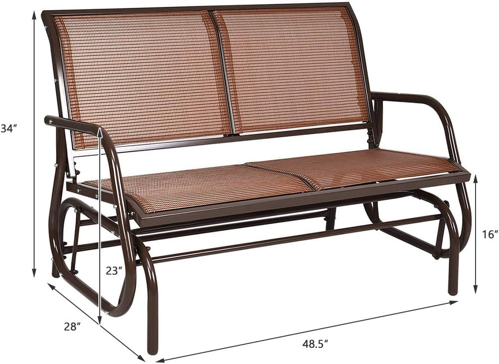 GIANTEX 48 Inch Swing Glider Chair, 2 People Swing Lounge Glider Chair