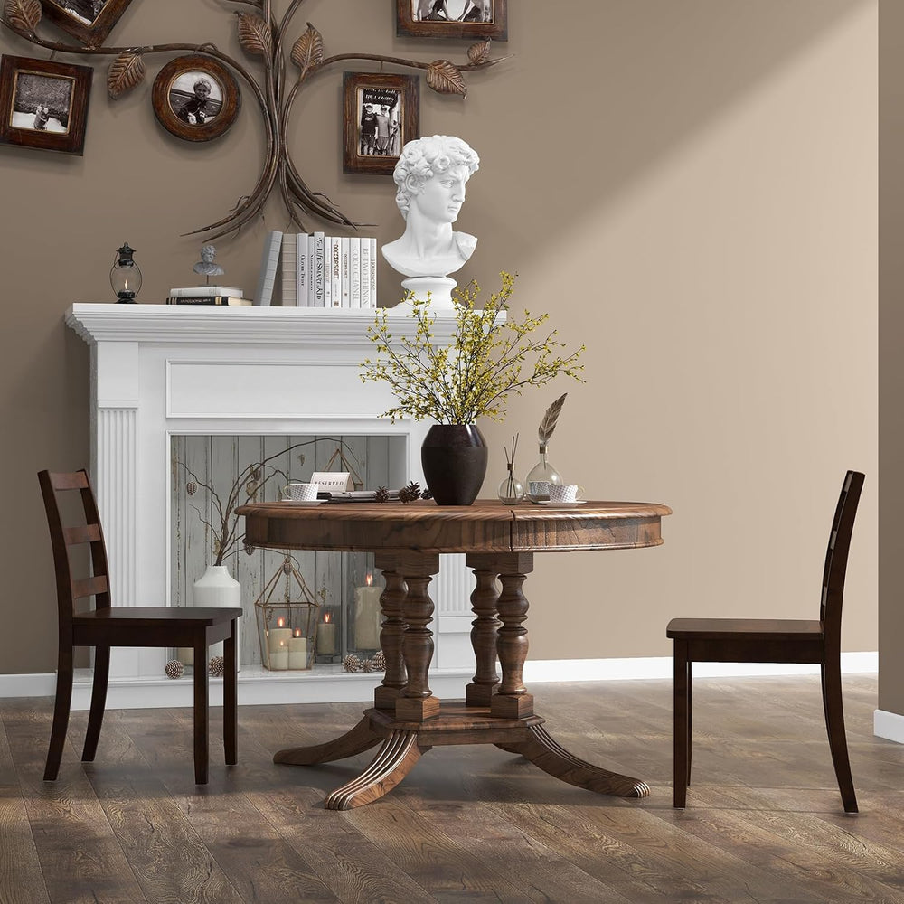 COSTWAY Dining Chairs Set of 4, Mid-Century Modern Wooden Chairs, Brown