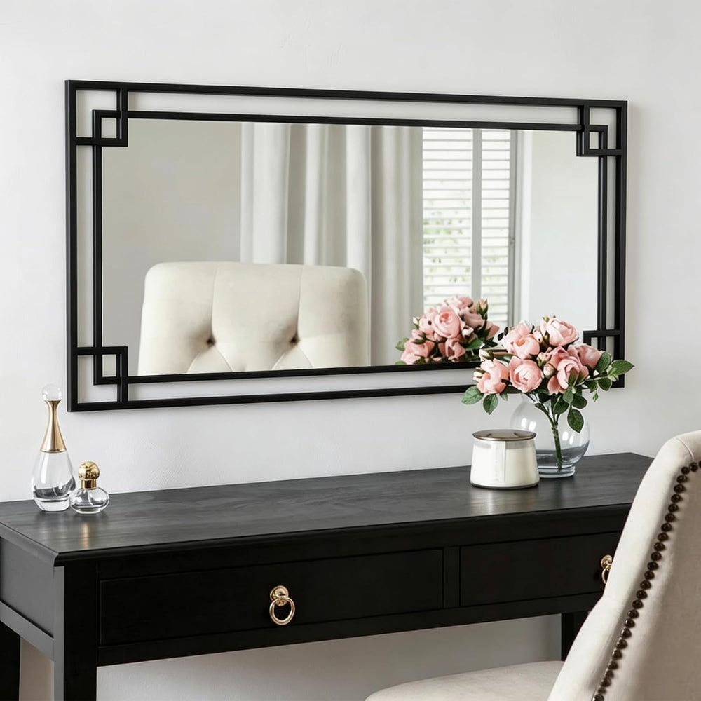 Chende 59''x30'' Large Rectangular Black Mirror for Decor wit...
