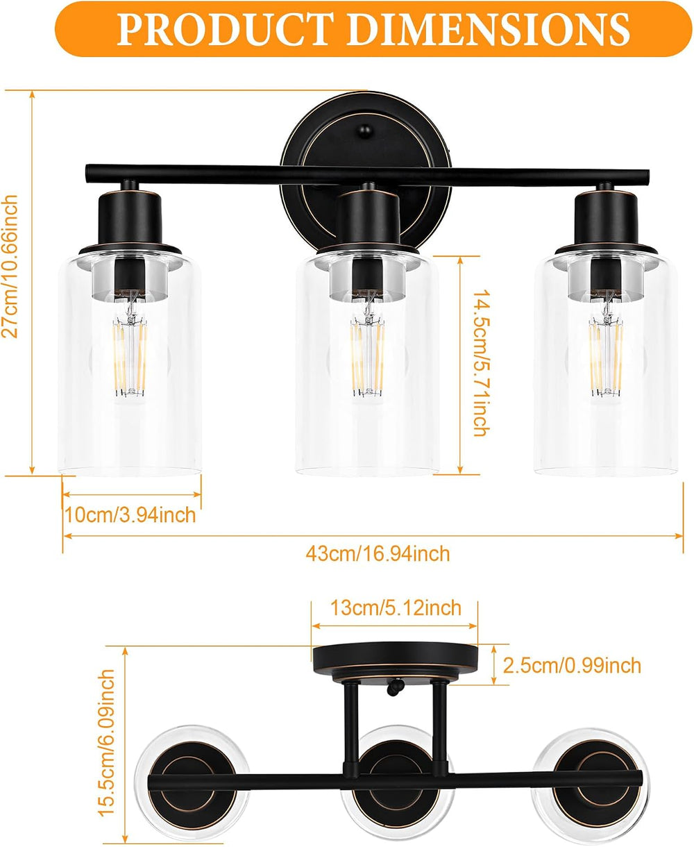 Oil Rubbed Bronze 3-light Bathroom Vanity Light Fixture Over Mirror Sink