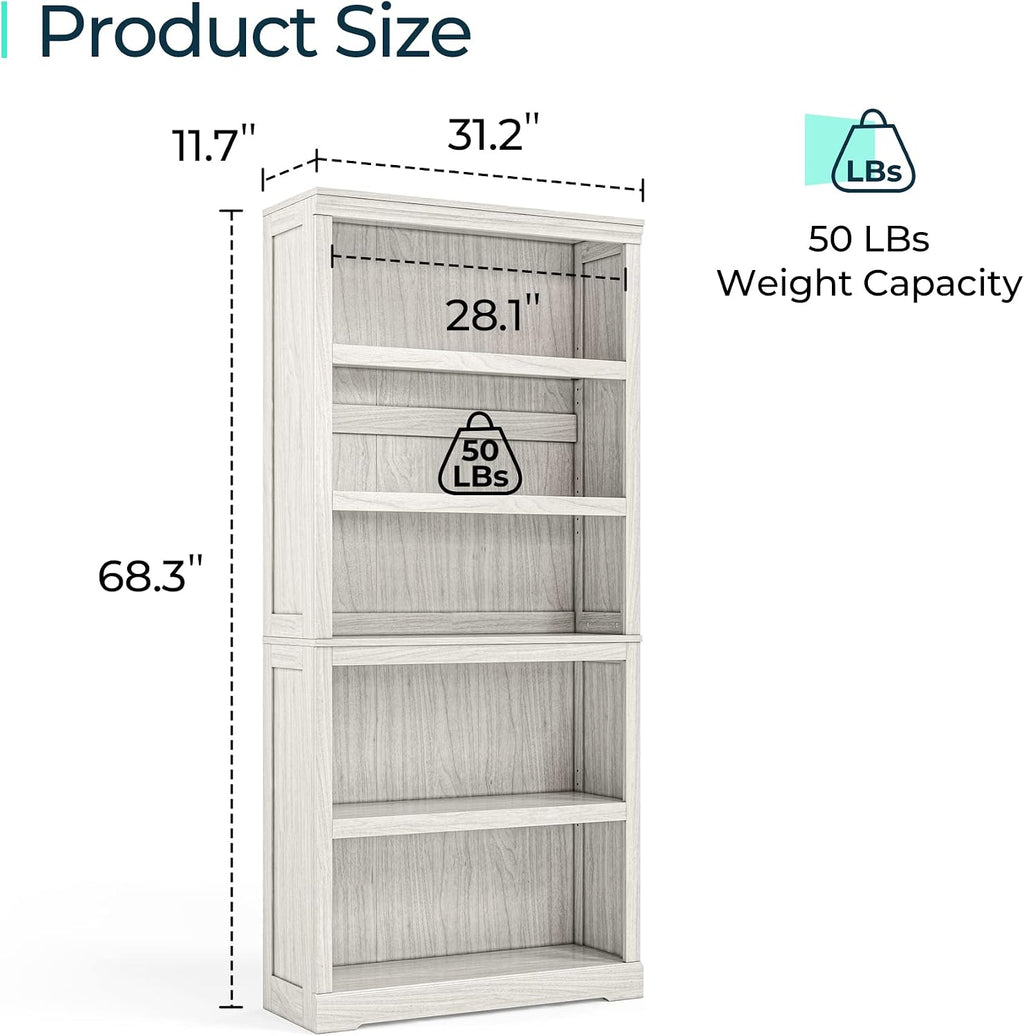 linsy home 5-shelf bookcase, bookshelves floor standing storage, close-up detail