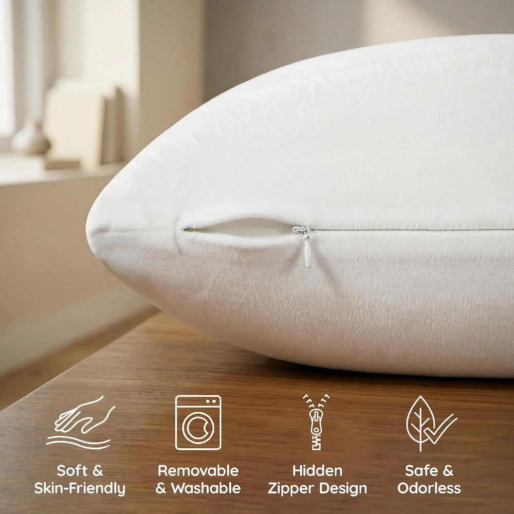 AM AEROMAX 18x18 Memory Foam Throw Pillow Inserts, 2 Pack, Square, White