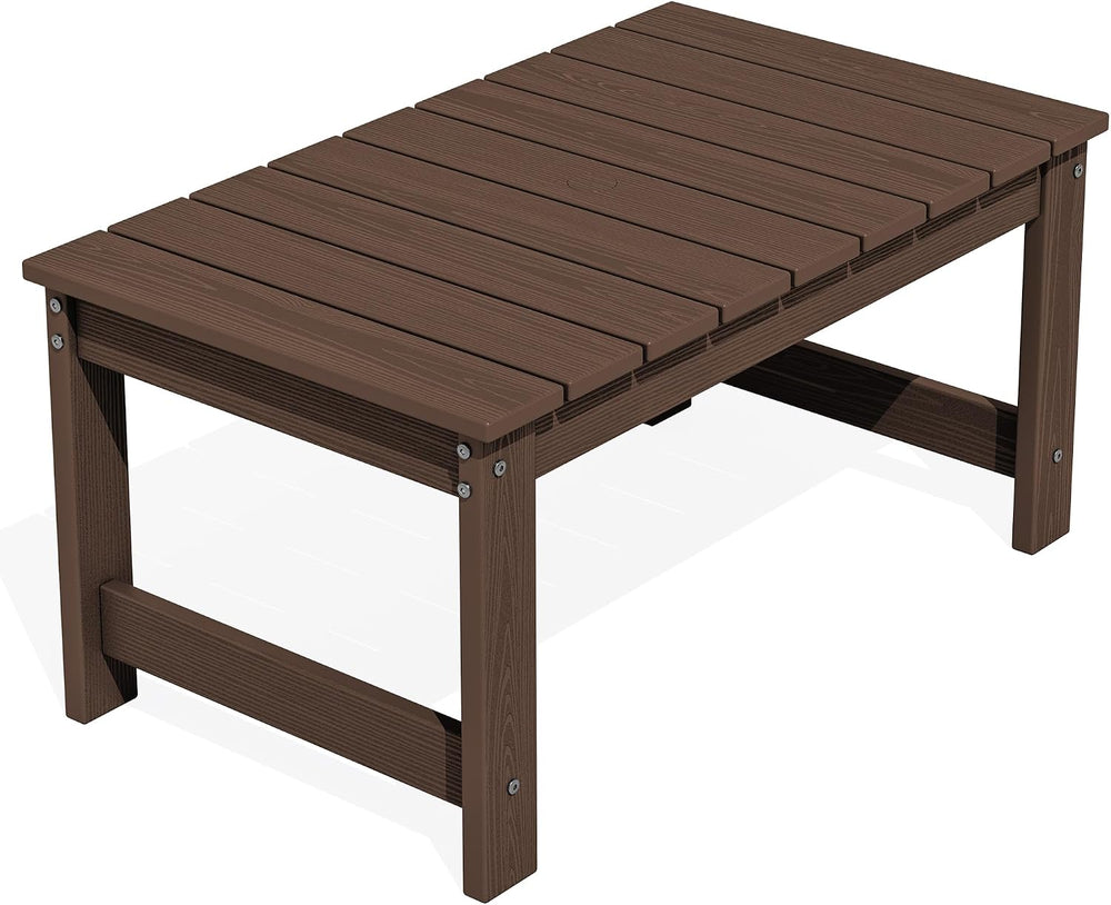 SERWALL HDPE Outdoor Coffee Table with Umbrella Hole, Coffee