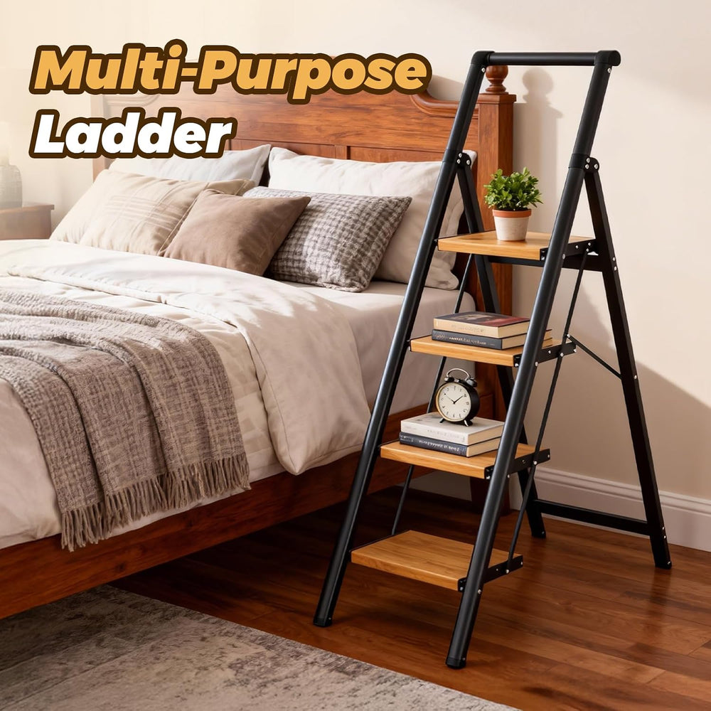 HBTower 4 Step Ladder, Lightweight Aluminum Folding Step Stool