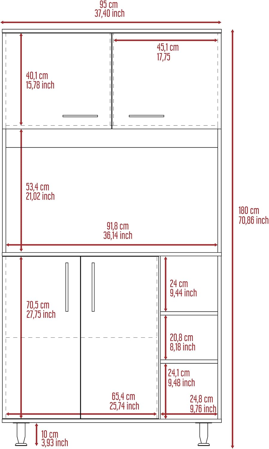 3 Shelf Pantry Cabinet White