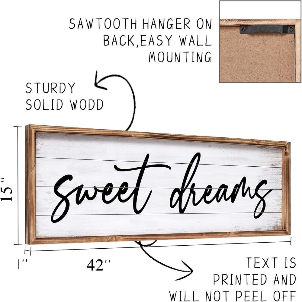 Sweet Dreams Wall Decor Above Bed 42''×15'' Large Bedroom Wal...