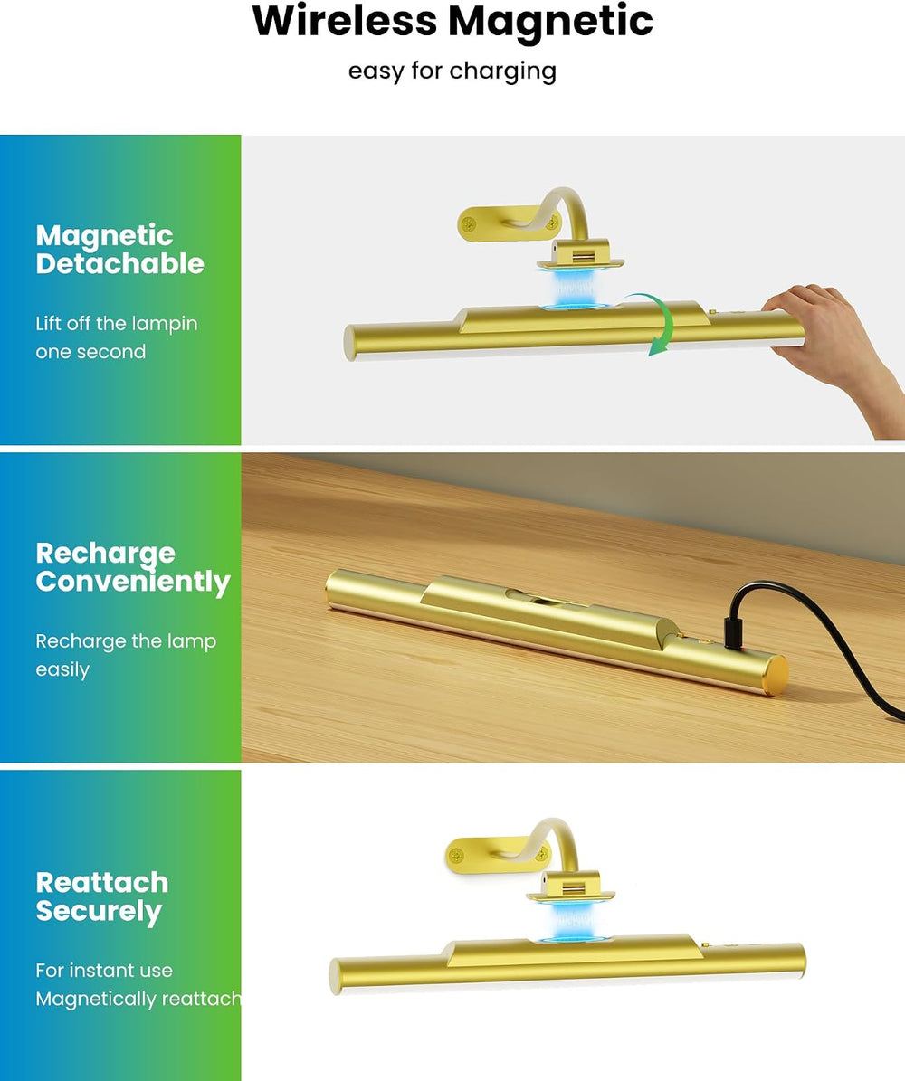 3Pack Picture Lights for Gallery Wall Art, Gold 13in