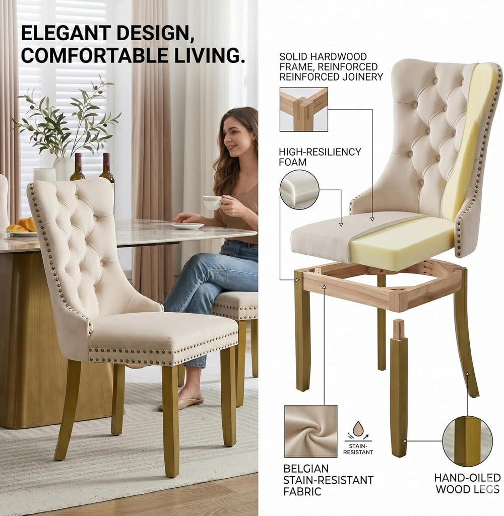 Mid Century Modern Dining Chairs Set of 6, Upholstered Dining Room Chairs wit...