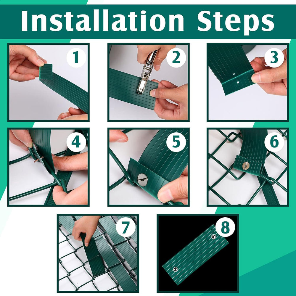 302 Pcs Chain Link Fence Privacy Slats with Fasteners, Green