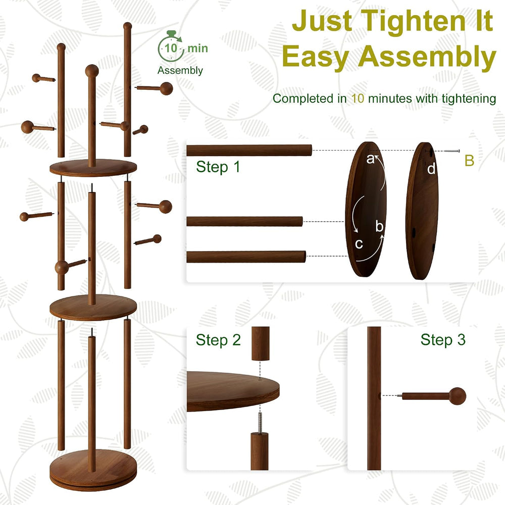 FROMJBEST Coat Rack Freestanding, Coat Tree Entryway, Mid-Century, Walnut