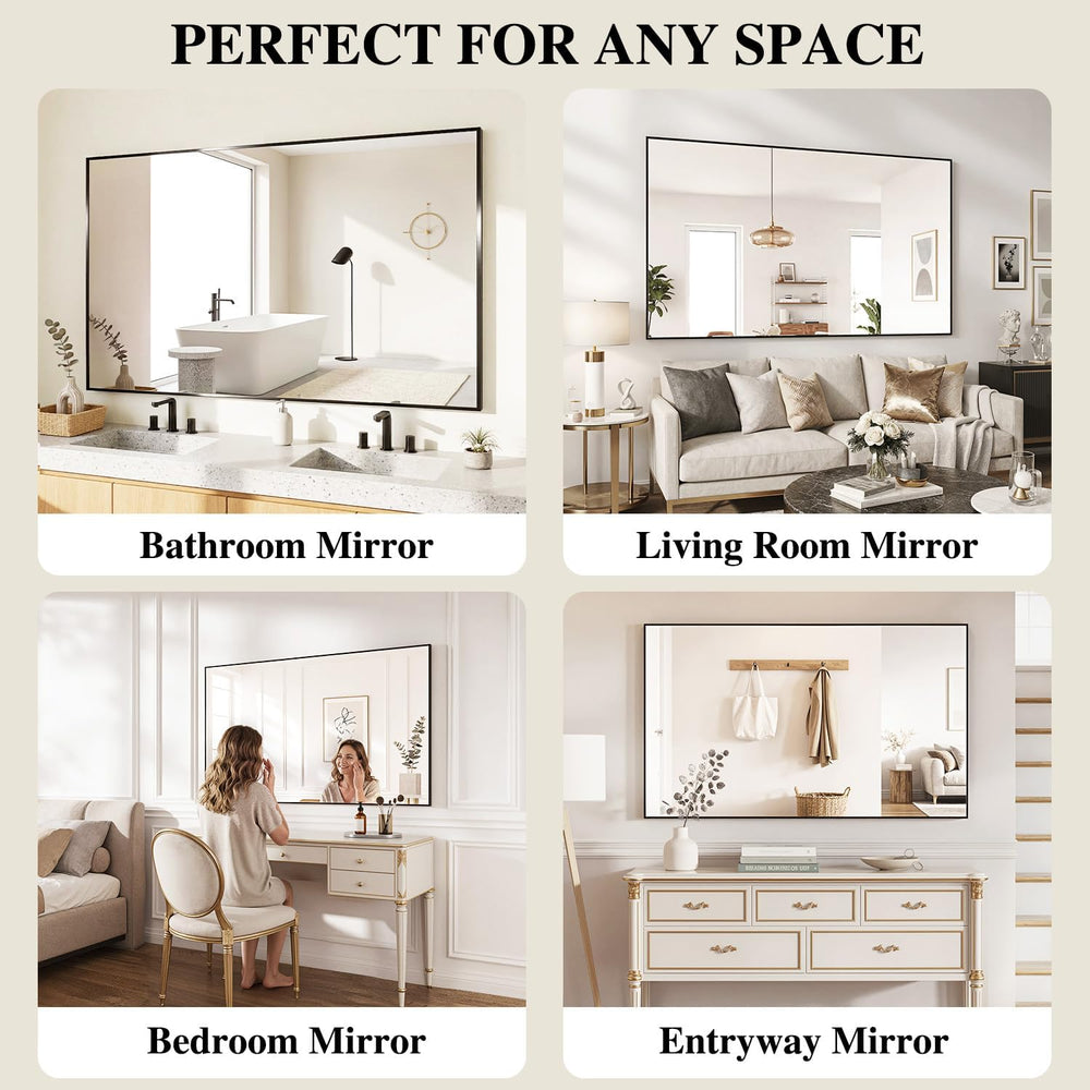 Koonmi Black Mirrors for Wall, 30x40 Inch Bathroom Mirror, Rectangular Wall M...