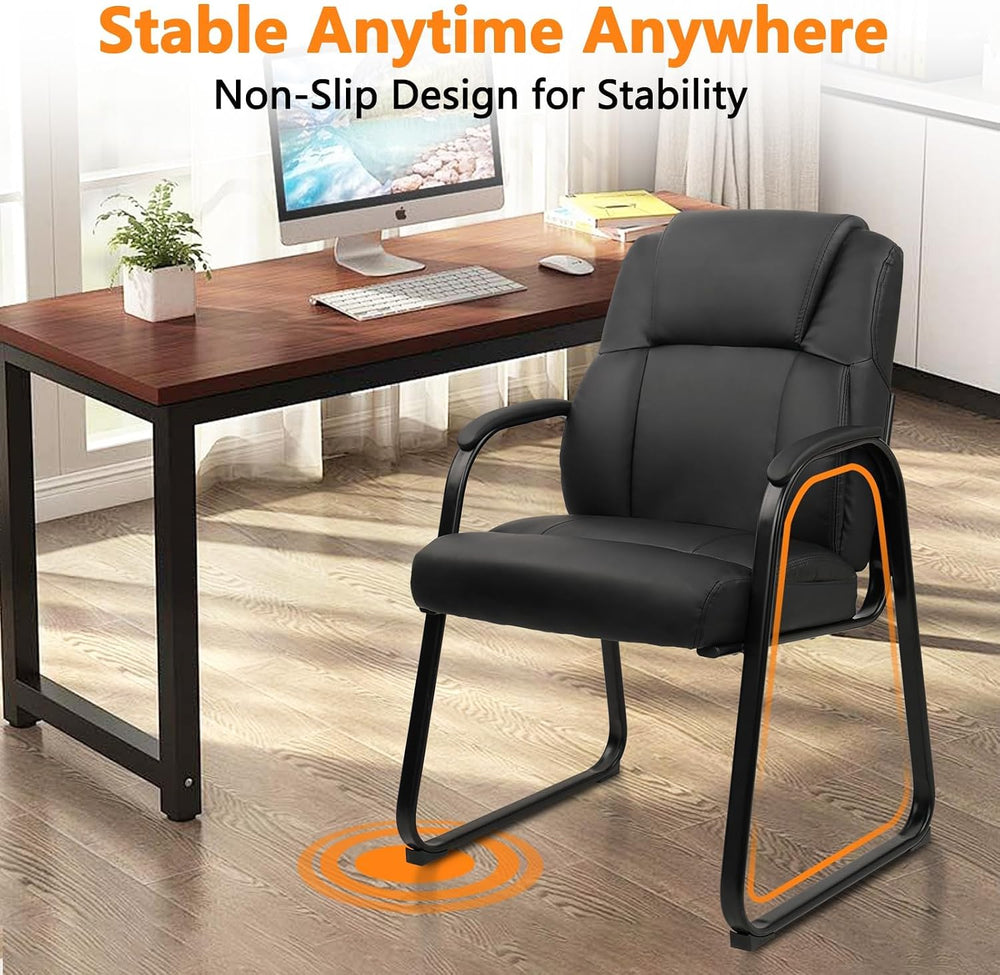 CLATINA Leather Guest Chair with Padded Arm Rest for Reception Meeting Confer...