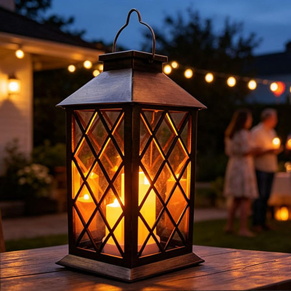 Solar Outdoor Lantern, Garden Hanging Waterproof Lanterns PVC Upgrade 3 LED F...