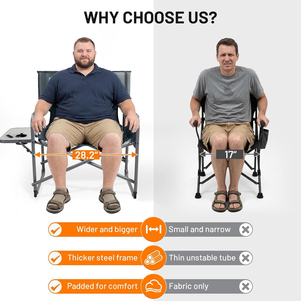 Timber Ridge XXL Director’s Chair – Heavy Duty Folding Camping Chair for Adul...
