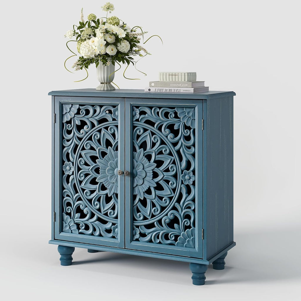 JOINICE 31" Accent Storage Cabinet with Doors for Living Room,Blue