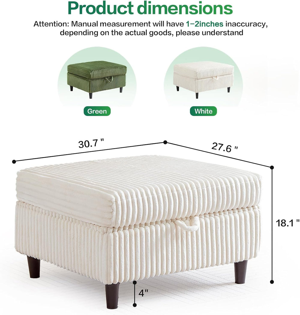 Modern Ottoman with Storage for Modular Sectional Sofa, Beige