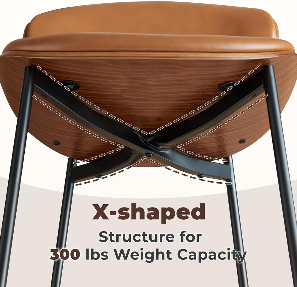 BedsPick Mid-Century Modern Dining Chairs Set of 4, PU Leather Upholstered Di...
