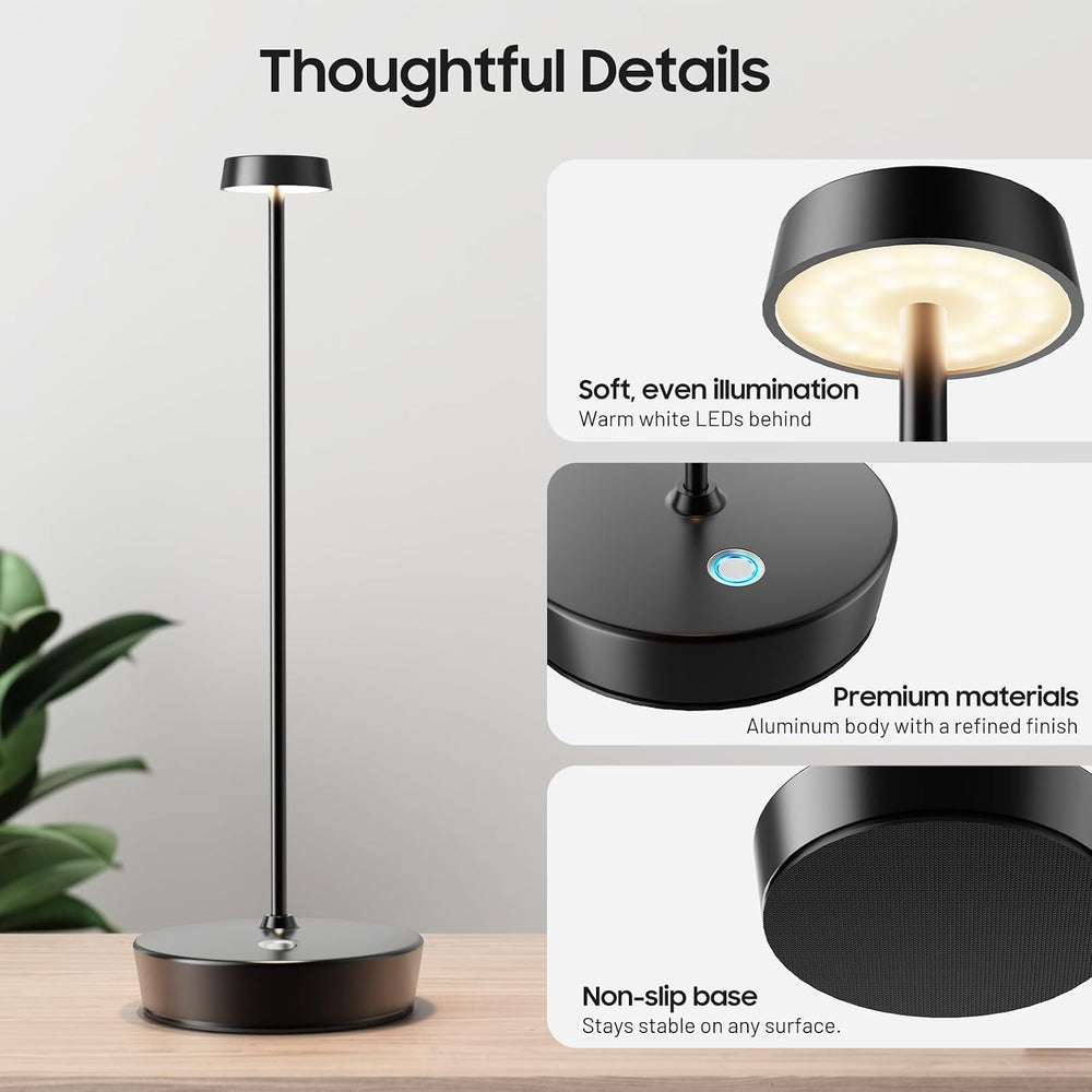 2 Pack Rechargeable Cordless Table Lamp, 6000mAh Battery Table Light