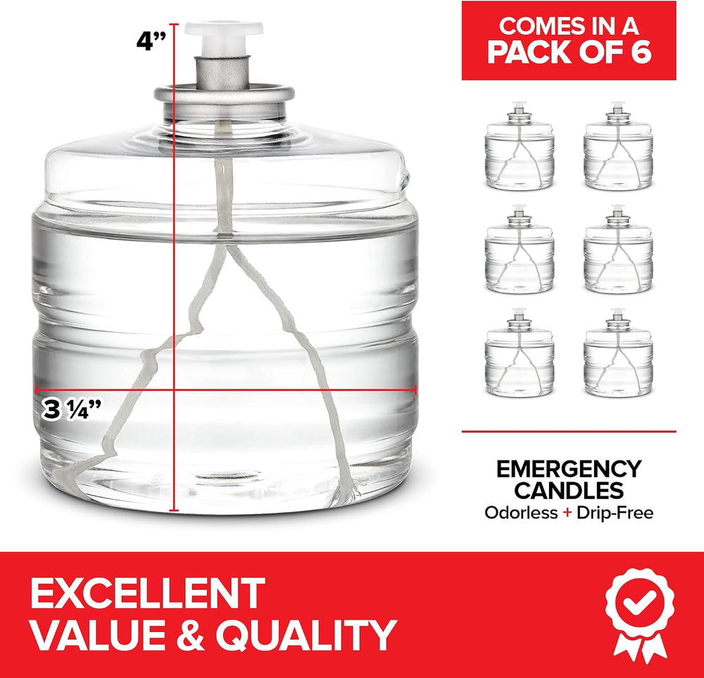 100 Hour Candle Pack of 6, Emergency Candles for Power Outages, Hurricane Sto...