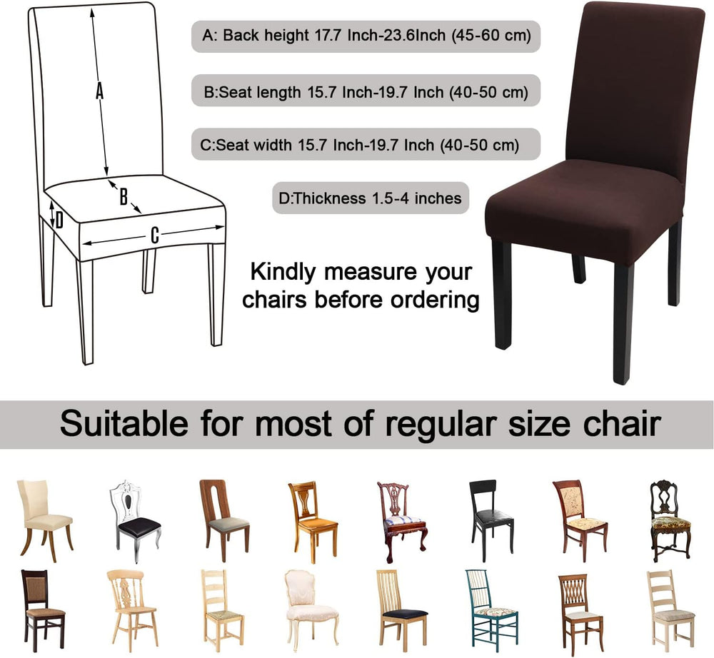 JQinHome Dining Room Chair Covers Set of 8, High Stretch Chair Slipcover Remo...