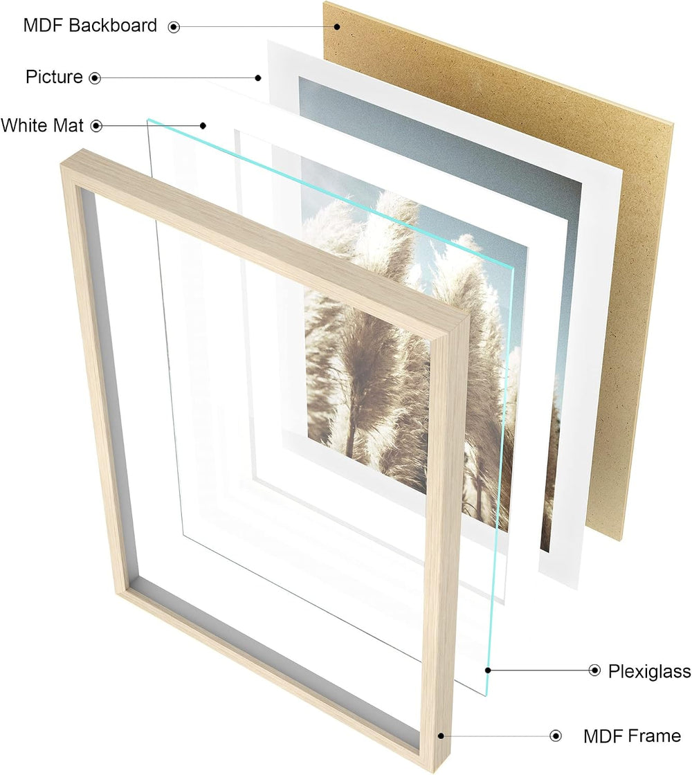 ArtbyHannah Gallery Wall Frame Set, 8 Pack Beige Picture Frames, Large