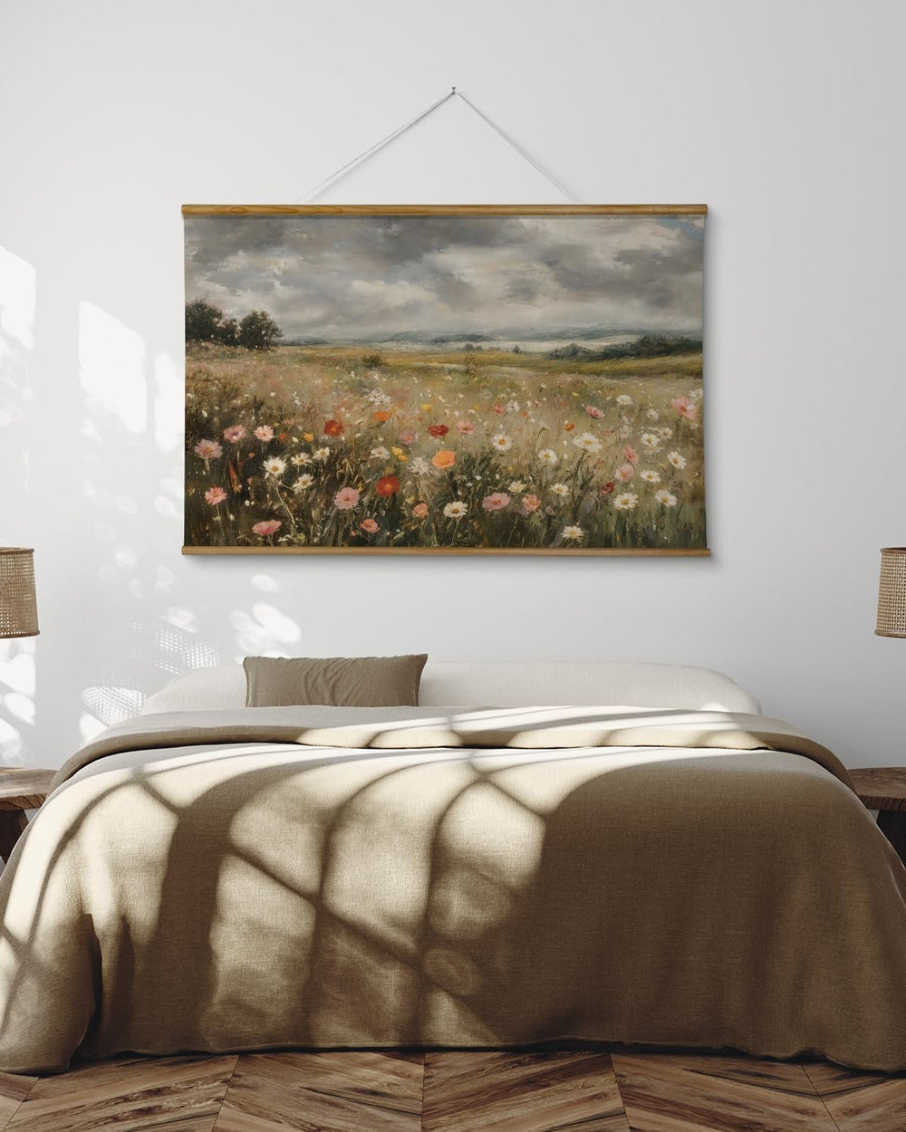 ARPEOTCY Extra Large Framed Wall Art, Colorful Wildflower Print, 36x54In