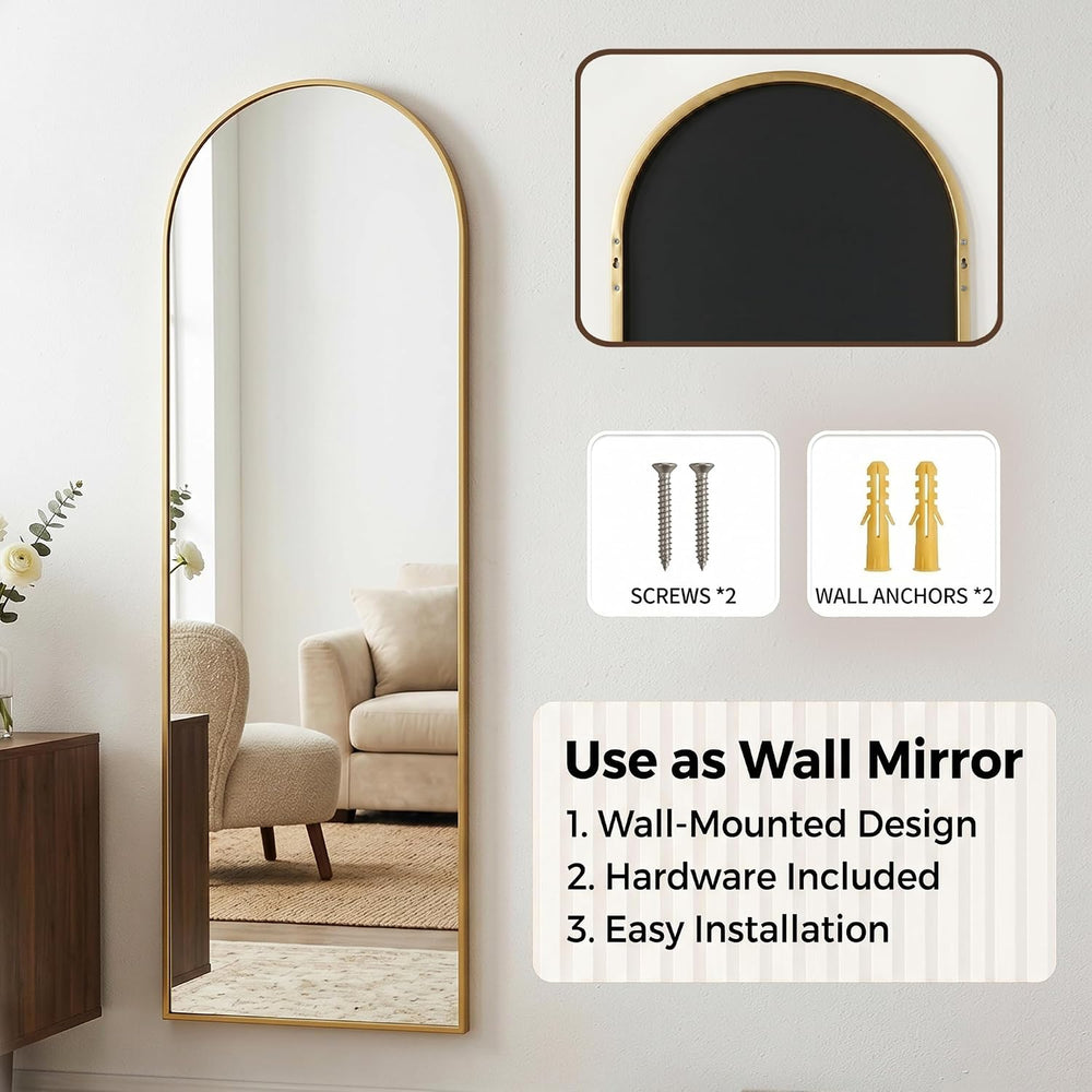 Antok Full Length Mirror, 48" x 14" Over-the-Door Hanging Mirror, Gold